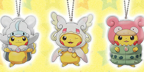 ポンチョ姿のピカチュウのぬいぐるみ、マスコット、ハンドタオル