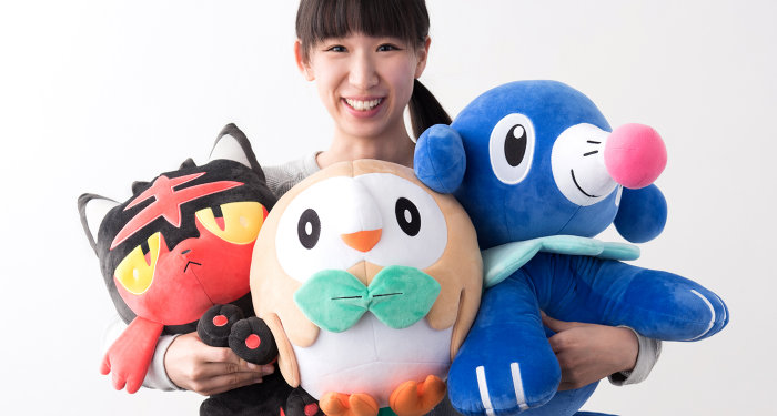 モクロー、ニャビー、アシマリのほぼ等身大ぬいぐるみ登場。イワンコ