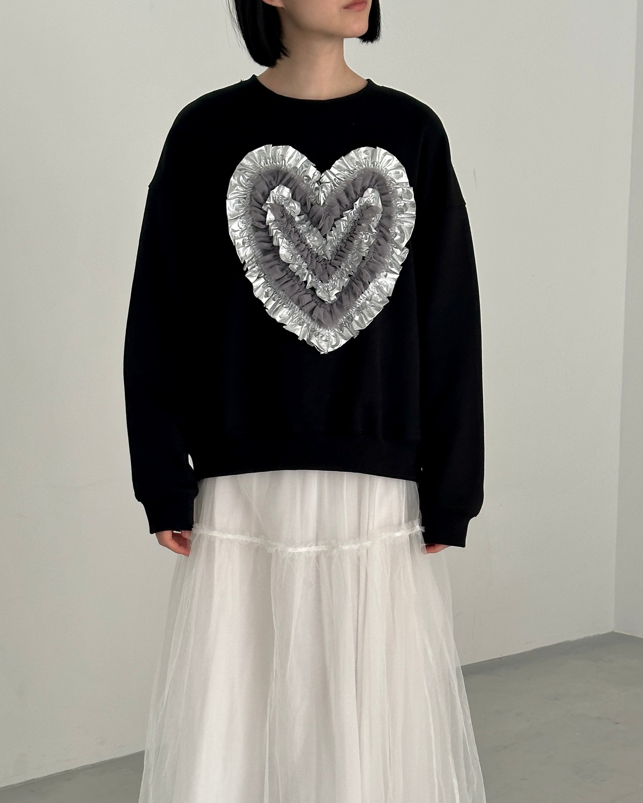 Heart tulle sweatshirt (black)