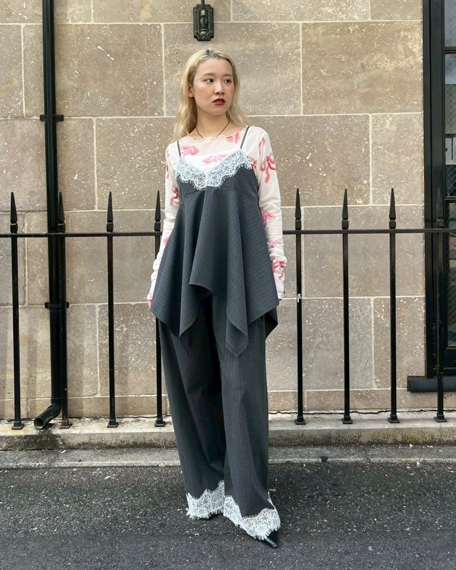 Handkerchief hem lace cami tunic