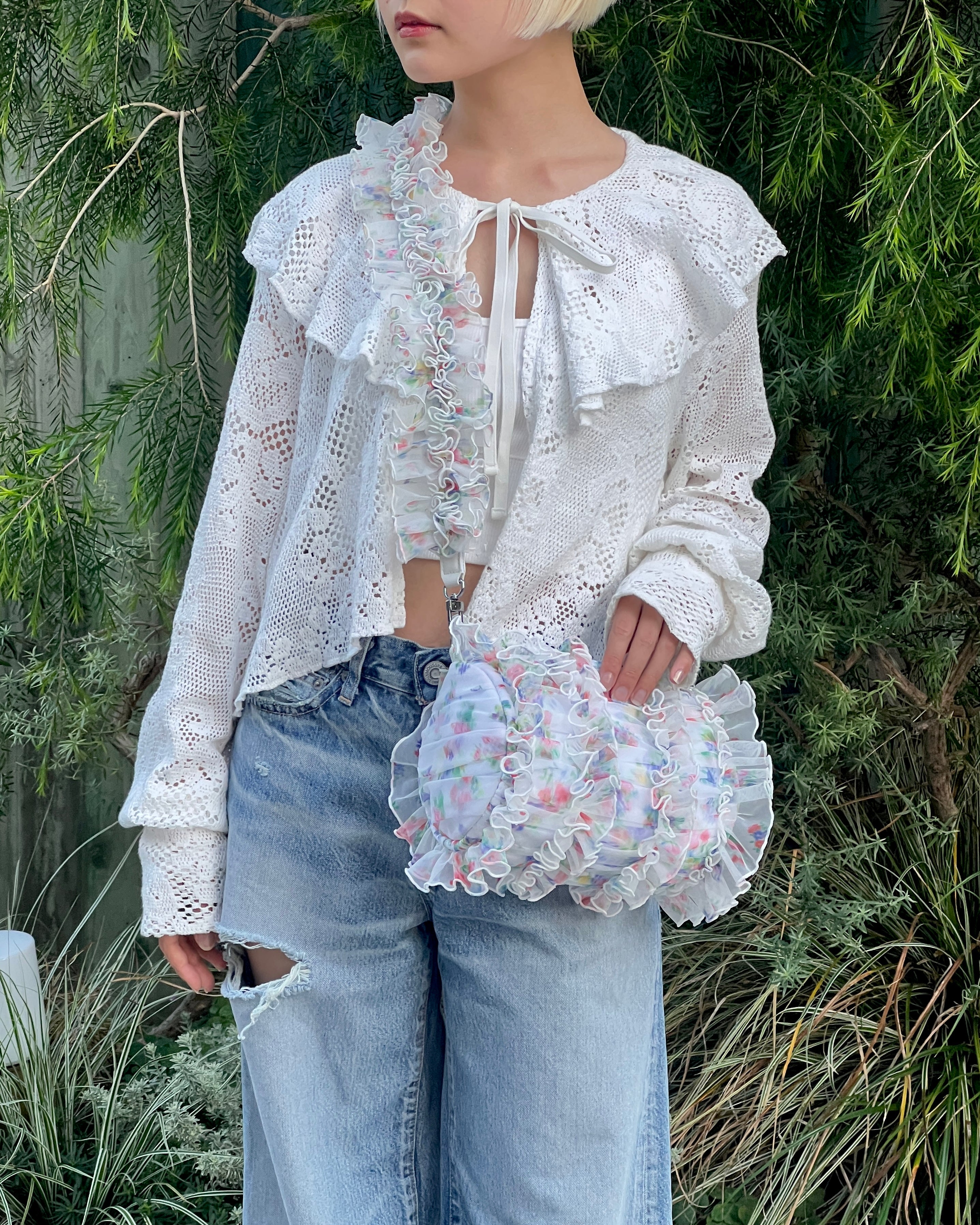 Tulle frill bag (floral pattern)