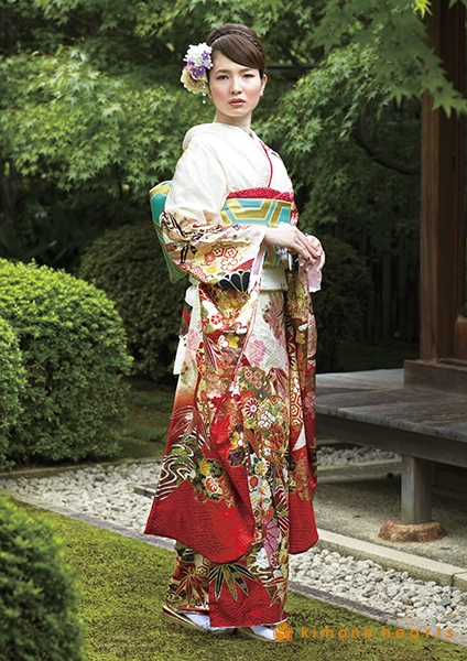 伝統古典】KH-175｜白に赤のぼかしがおめでたい正絹の格式高い振袖