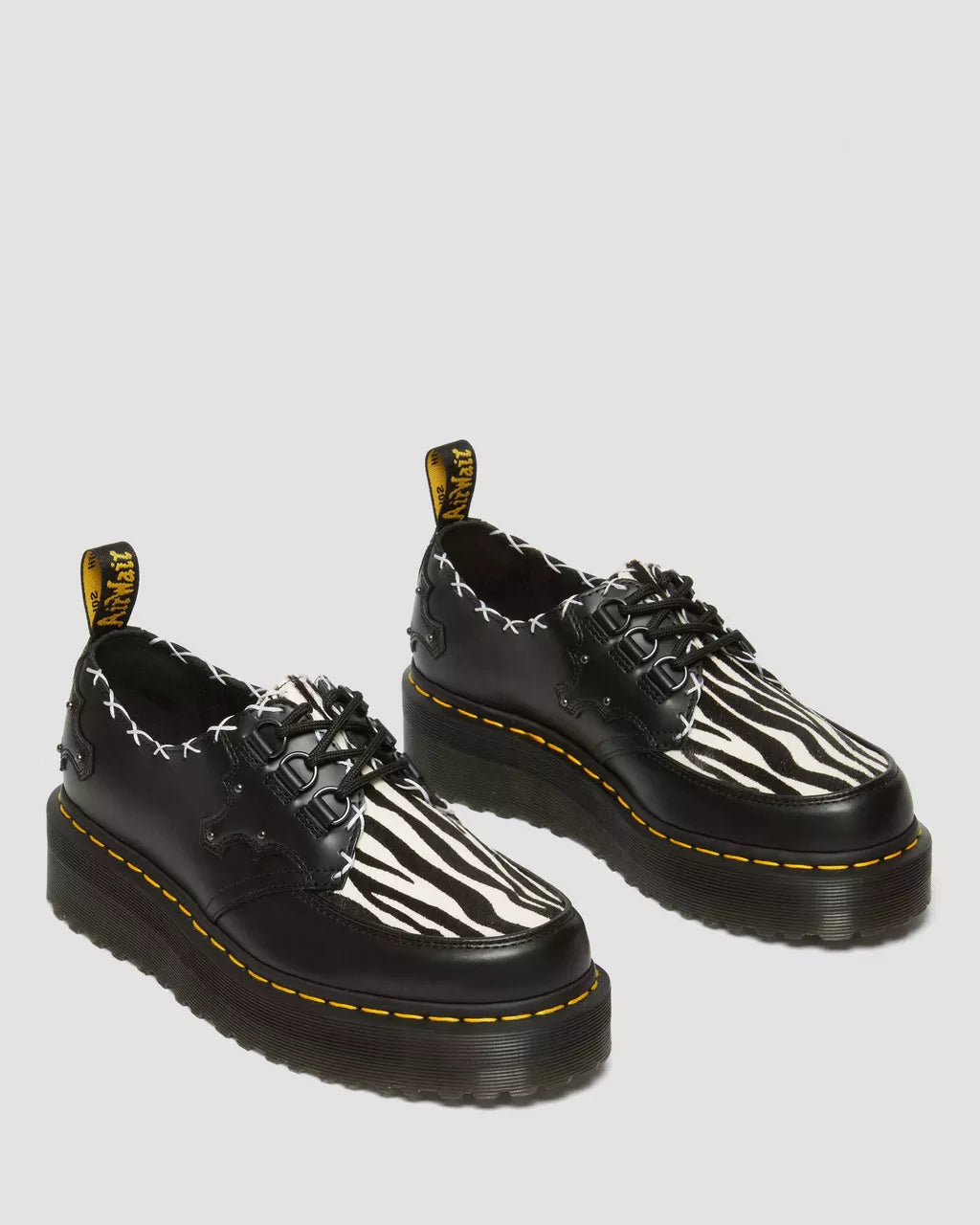 Ramsey 3-Eye Zebra Print & Leather Platform Creepers – Posers