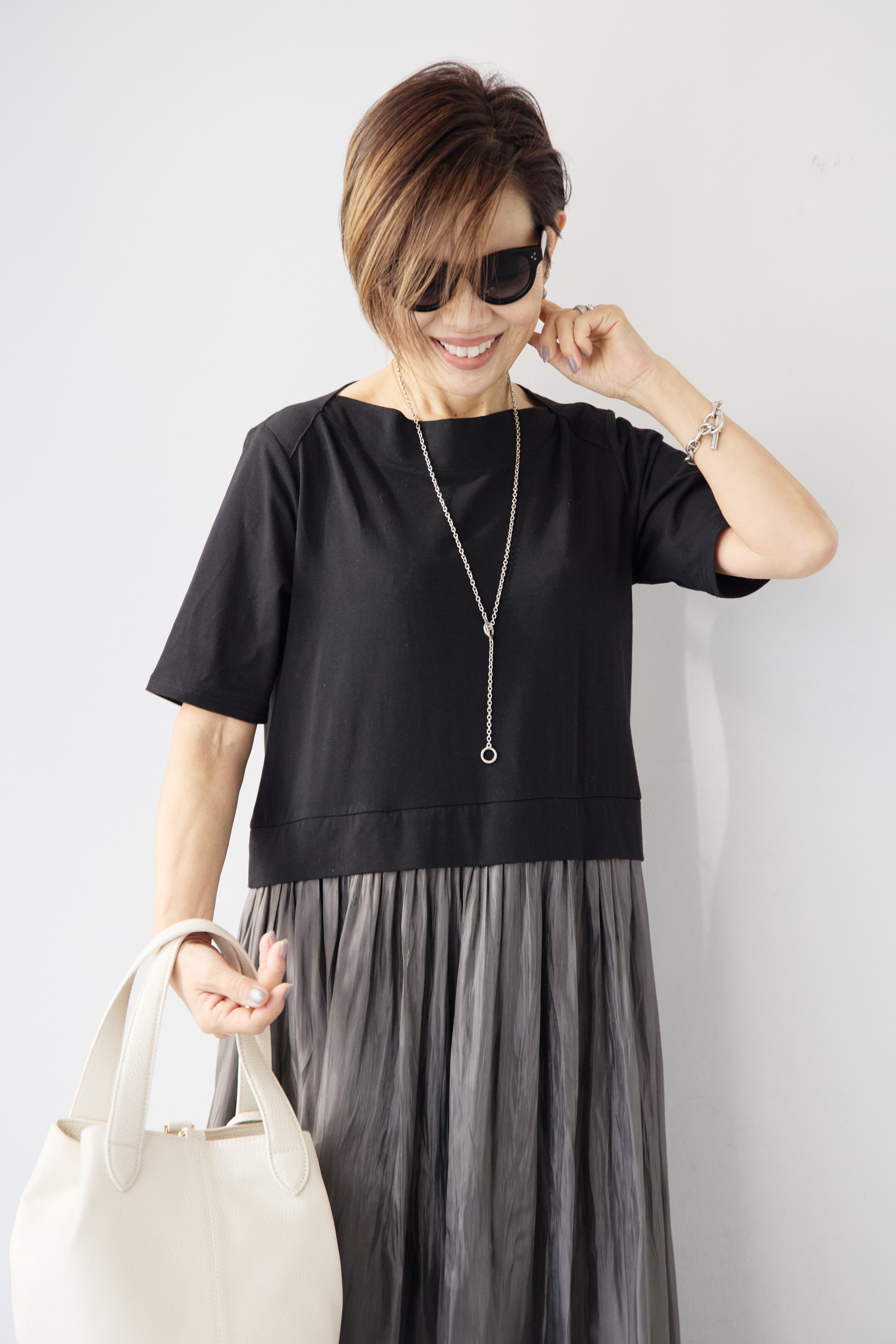 シアーギャザー切替ドッキングワンピース – plusotoha