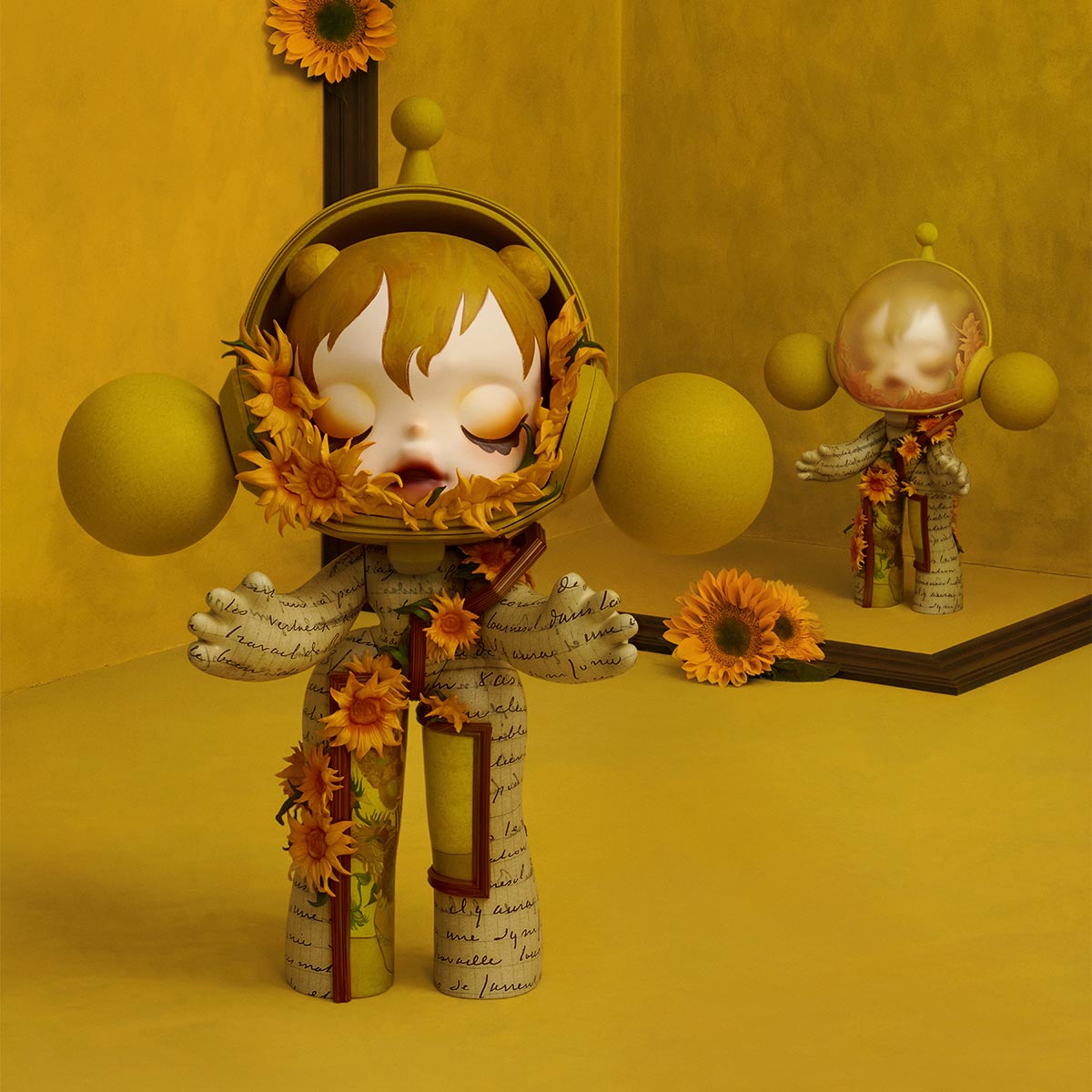 MEGA α SKULLPANDA 400% Van Gogh Museum Sunflowers - POP MART