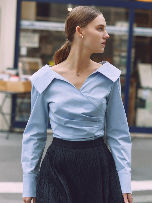 비에이유 바이 브라이드앤유]ELLIE V-neck long sleeve blouse (4color)