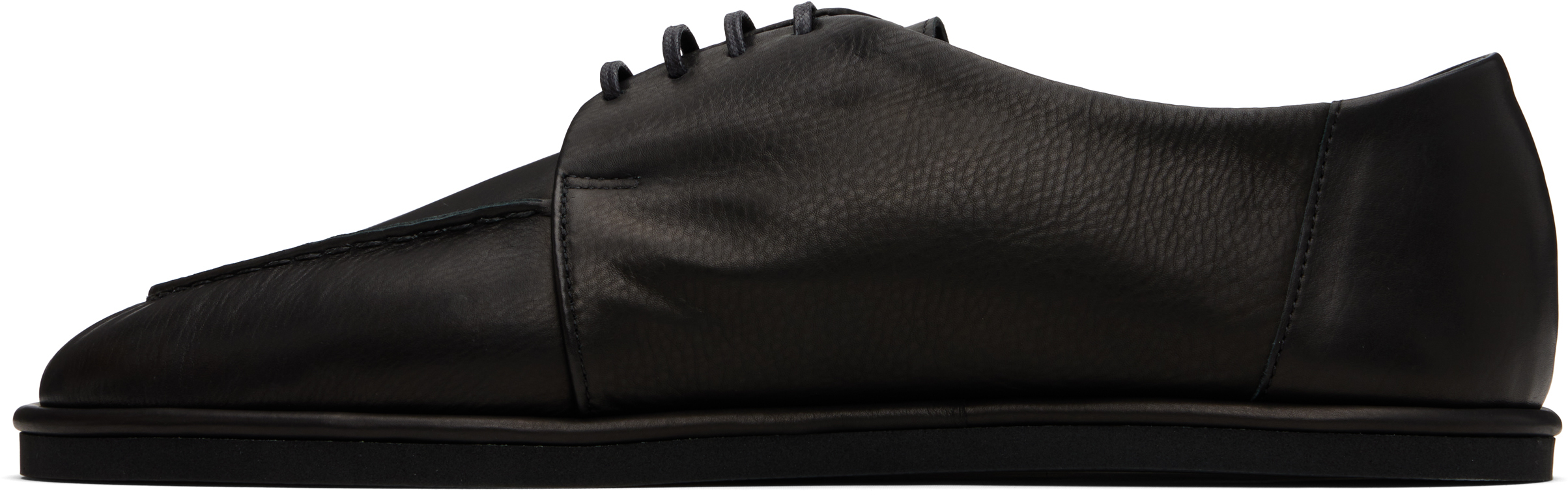 AURALEE - Black Leather Lace-Up Oxfords