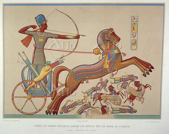 チャリオット（戦闘用馬車）に乗るラムセス2世 [122753004]のアート