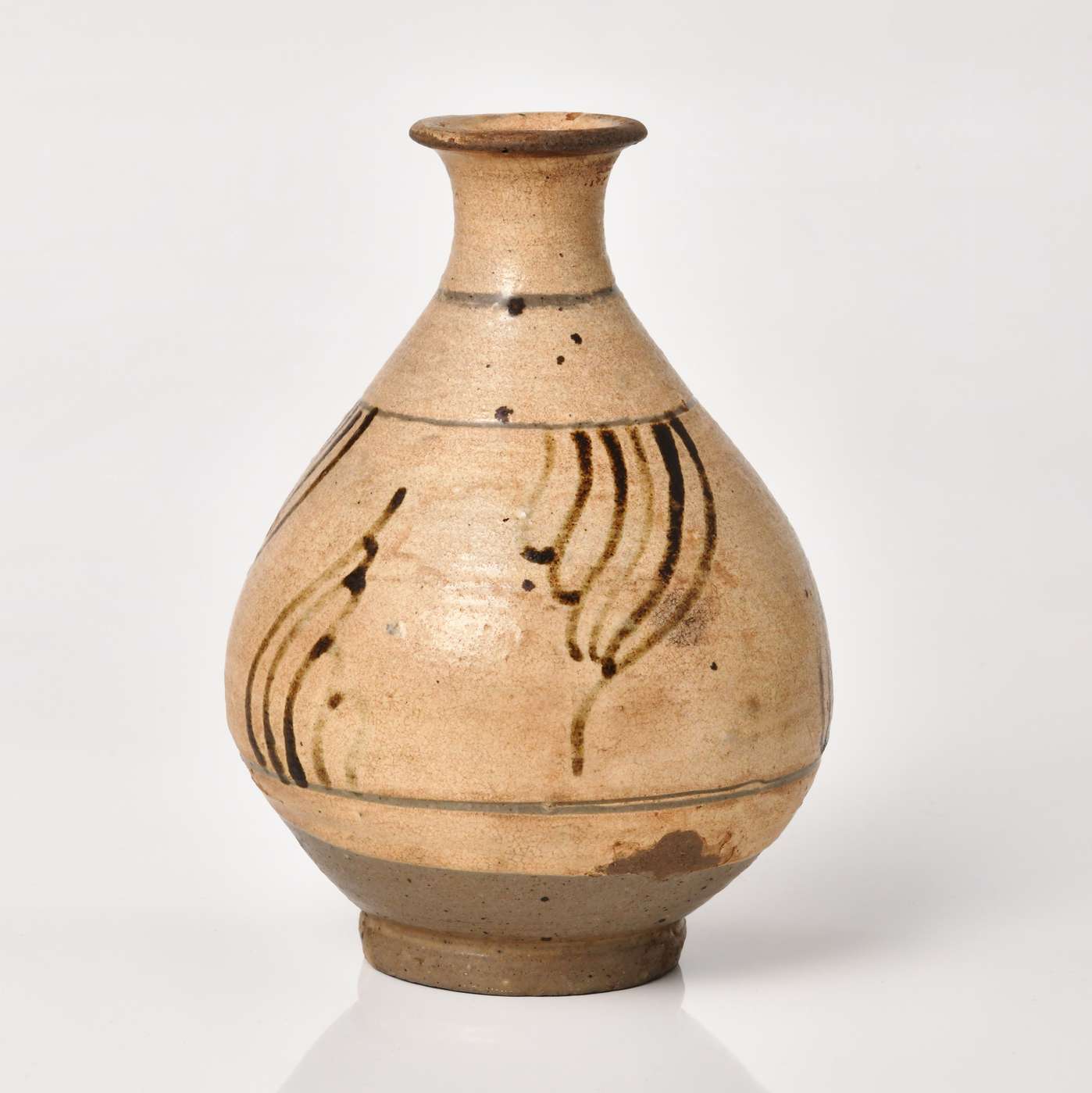 李朝白磁鉄絵面取徳利 李朝白磁鉄絵面取徳利