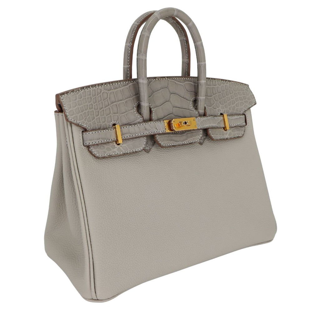 Hermès 25cm Birkin Touch Gris Perle Matte Alligator/Togo Leather