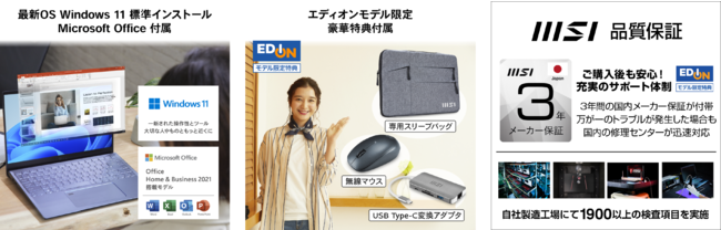 MSI初！ Windows 11搭載ノートPC登場！薄型・軽量ビジネス