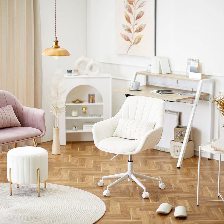 WEB限定】 ASHEL jelly デスクチェア キャスター 白脚 ミルクティー