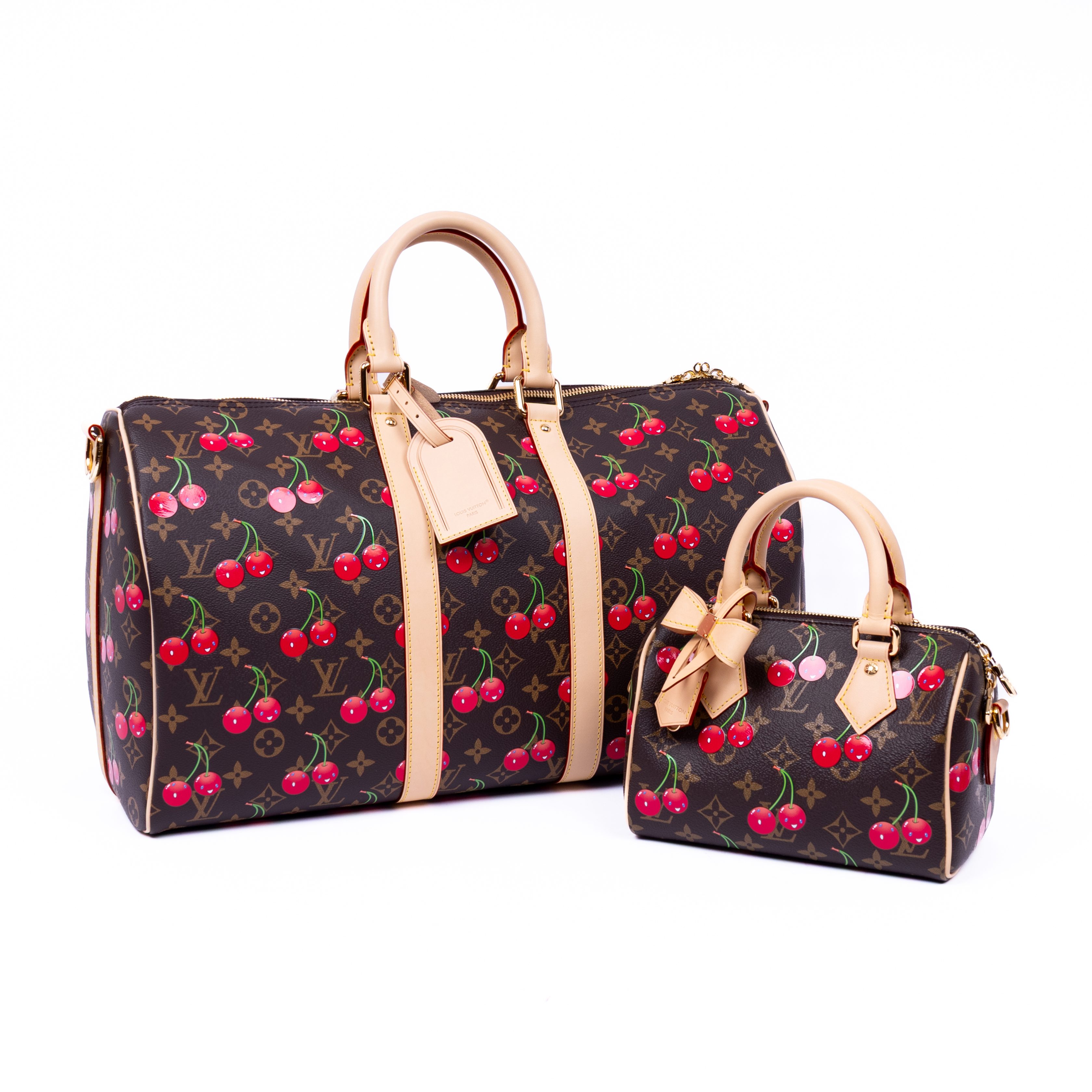 Louis Vuitton Cherry Monogram Speedy 20 & Keepall 45 Bandouliere