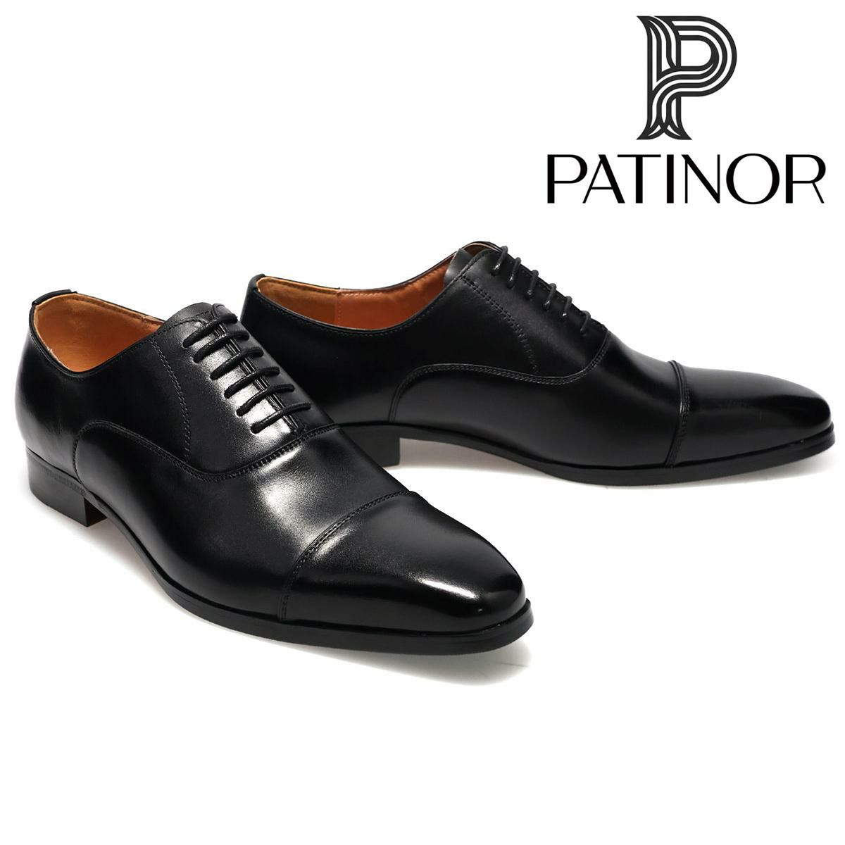 パティノール メンズ ドレスシューズ 内羽根ストレートチップ ブラック