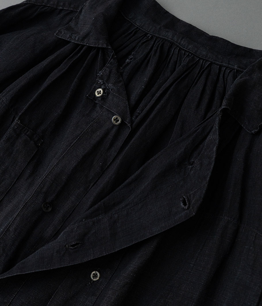 30'S ブラックリネンフレンチワークスモック - Fresh Service