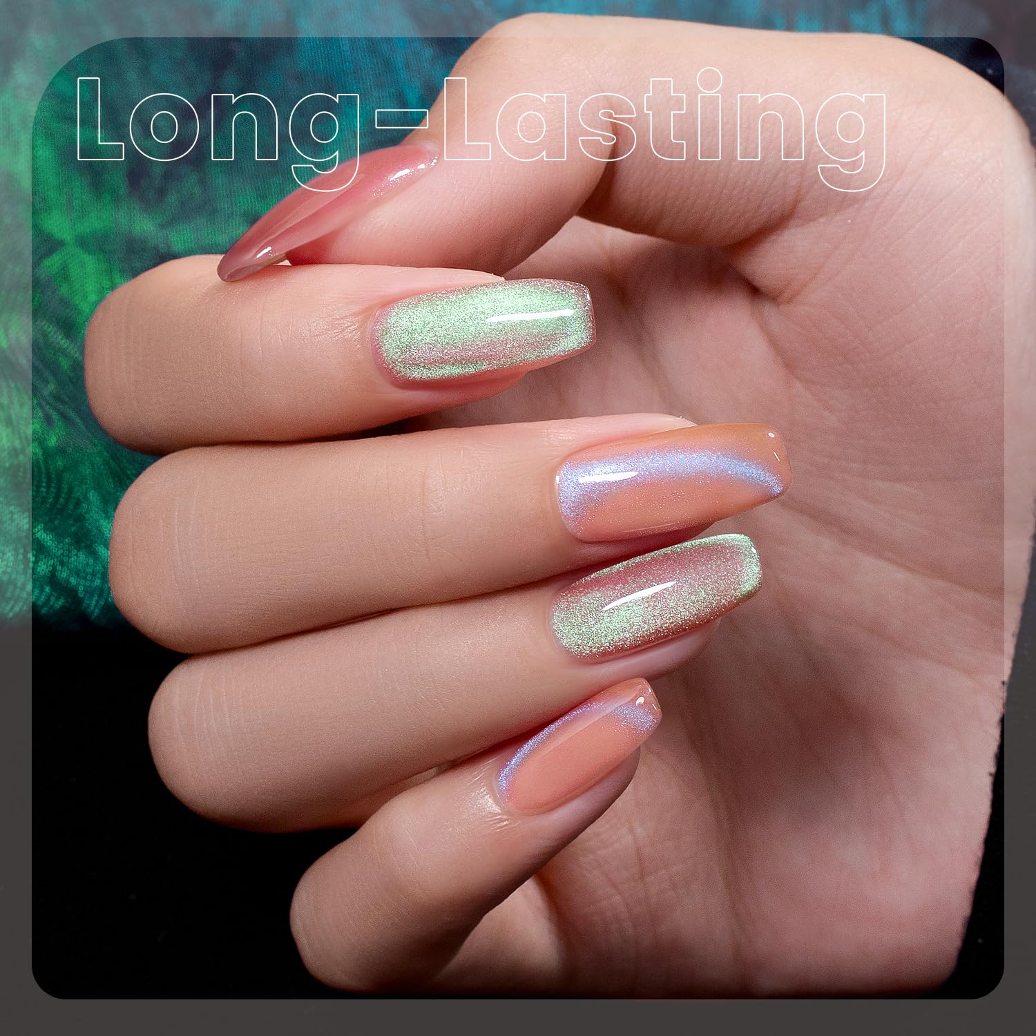 RARJSM Iridescent Shimmer Aurora Cat Eye Gel Polish 6 Pink Nude Set