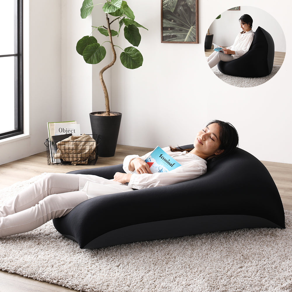 黒いビーズクッション ドロップ型 ラブブ 黒いビーズクッション