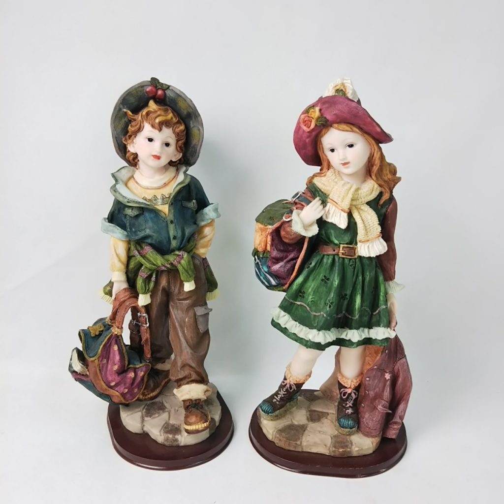 アンティーク風 陶器 人形 男の子 女の子セット ドール 置物