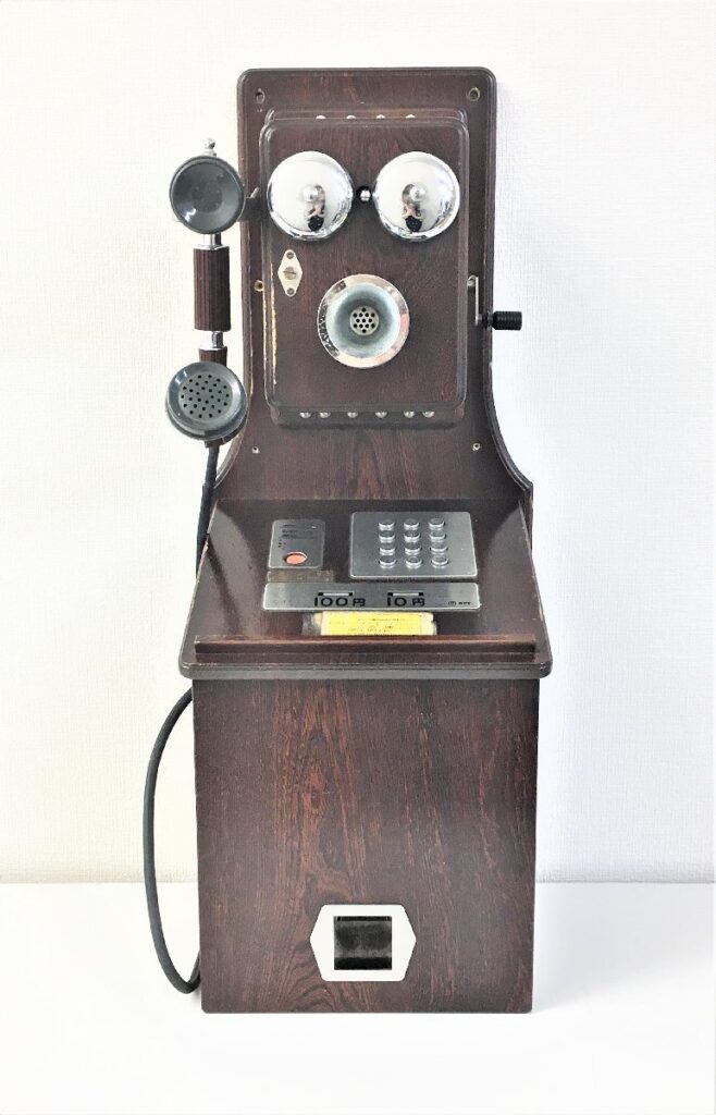 クラシックピンクTEL P88-0181-1 木製 プッシュ式 公衆電話機 1990年製