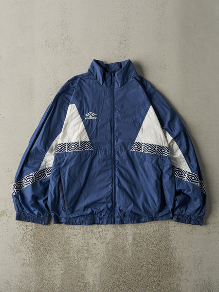 Vintage 90s Navy Blue & White Umbro Windbreaker Track Jacket (L