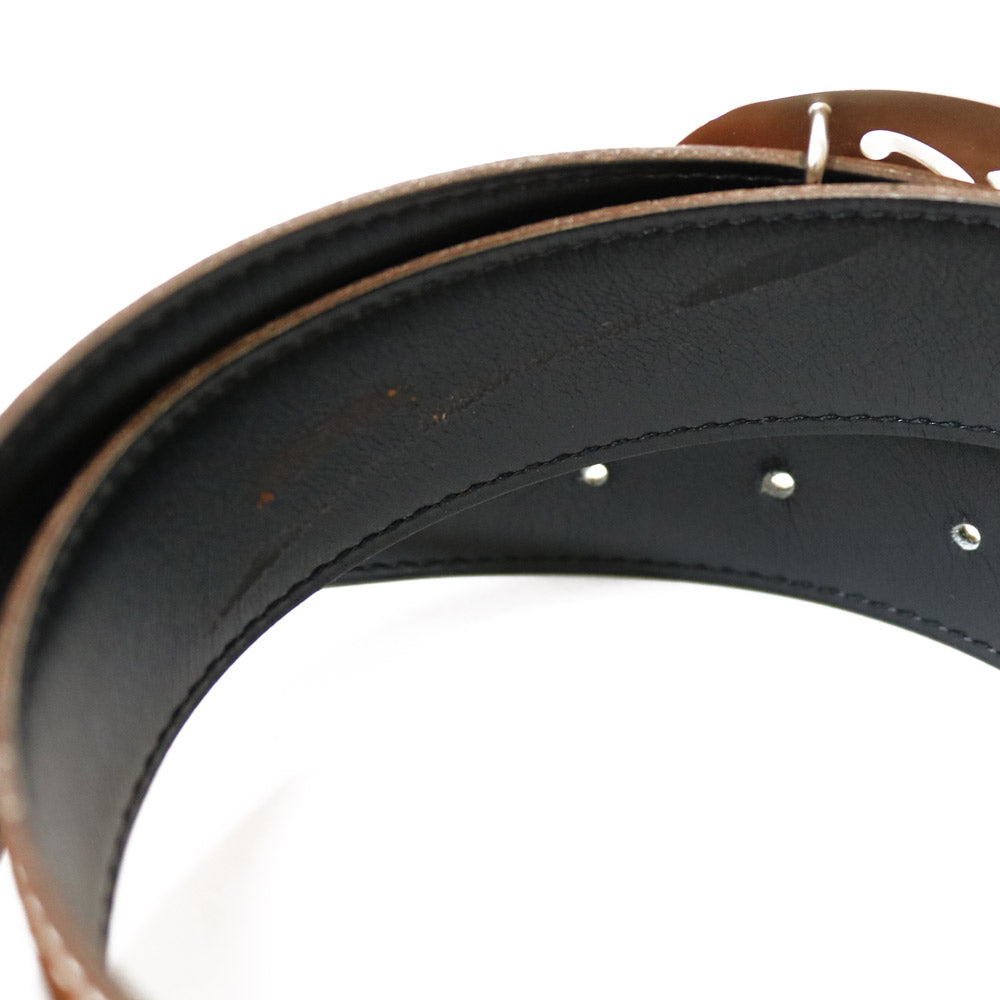 中古】 エルメス HERMES ベルト レザー ブラウン ブラウン レディース