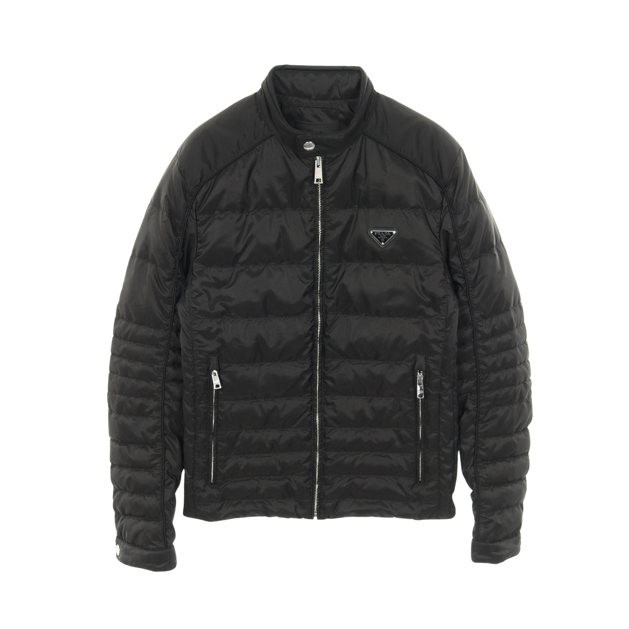 ダウンジャケット ブラック 三角ロゴプレート プラダ – RECLO