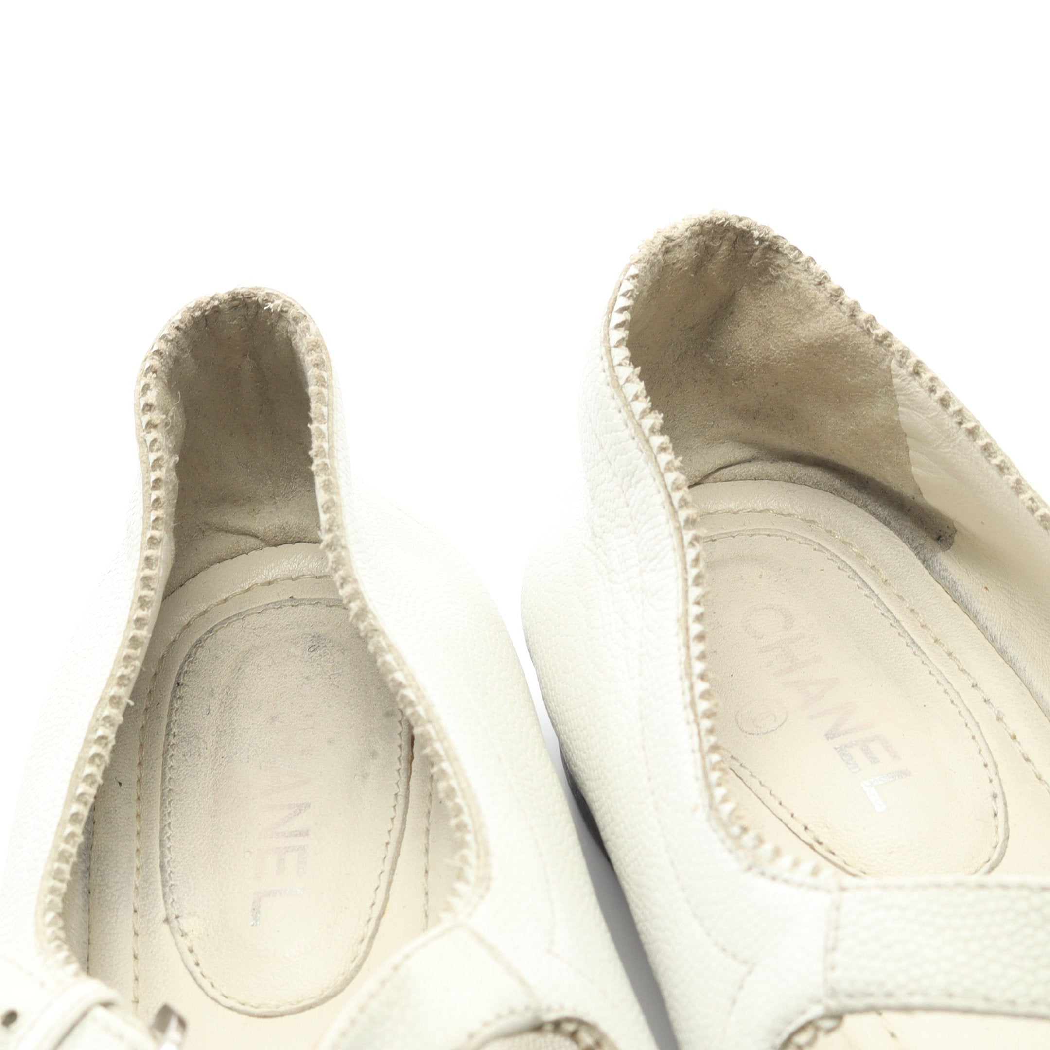 メリージェーン バレエシューズ レザー ホワイト ブラック シャネル