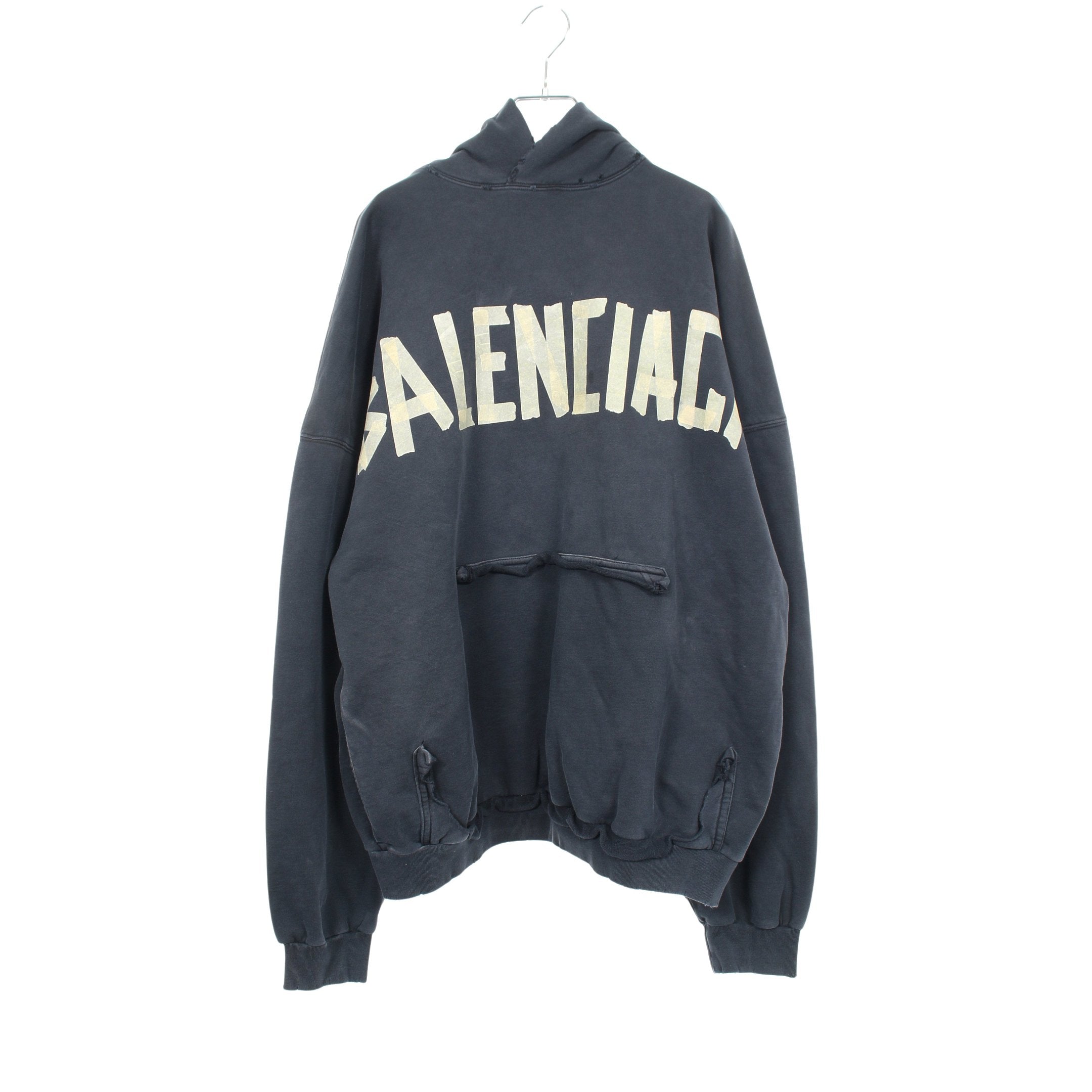 TAPE TYPE RIPPED POCKET HOODIE ダメージ加工 プルオーバーパーカー