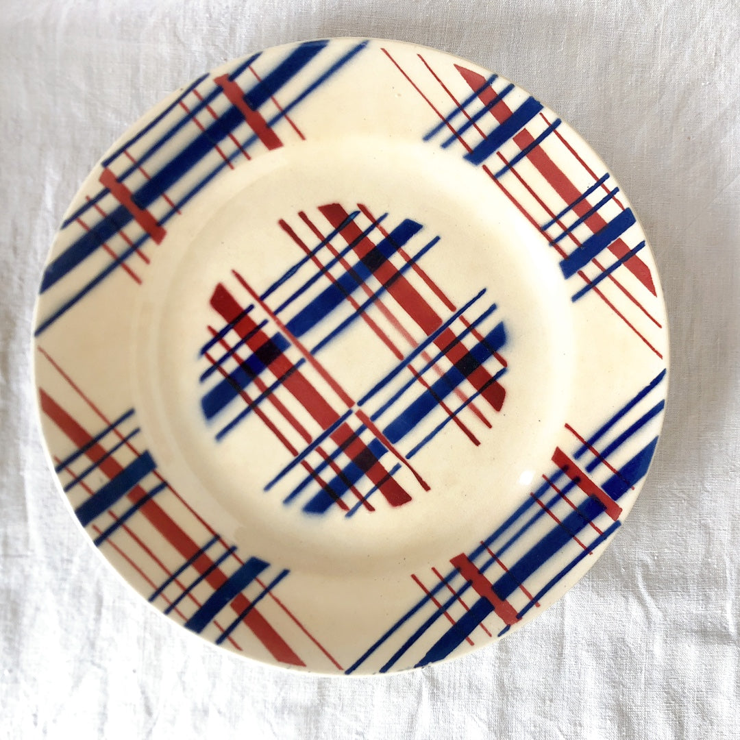 フランスアンティーク サンタマン SAINT AMAND バスク柄プレート 22.5