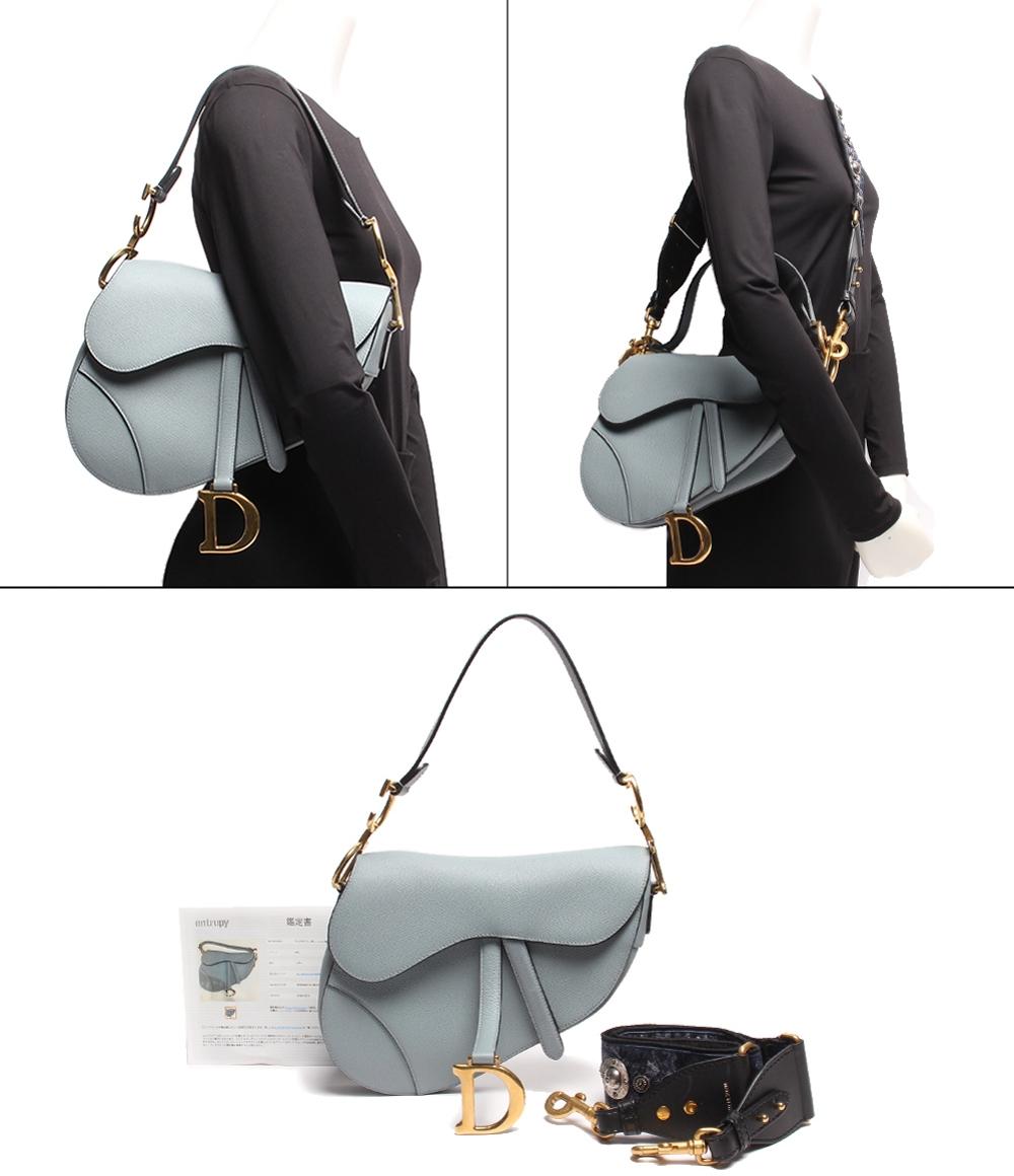 クリスチャンディオール レザーショルダーバッグ ゴールド金具 サドル