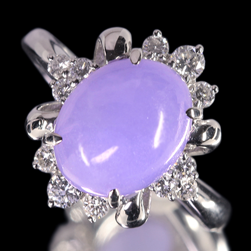 ラベンダー翡翠（ヒスイ） 4.1ct ダイヤモンド 0.3ct プラチナ リング