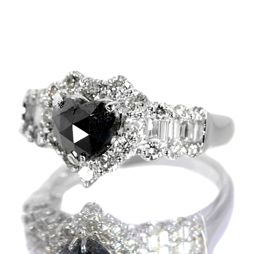 ブラックダイヤモンド 1.3ct ハートシェイプ ダイヤモンド ホワイト
