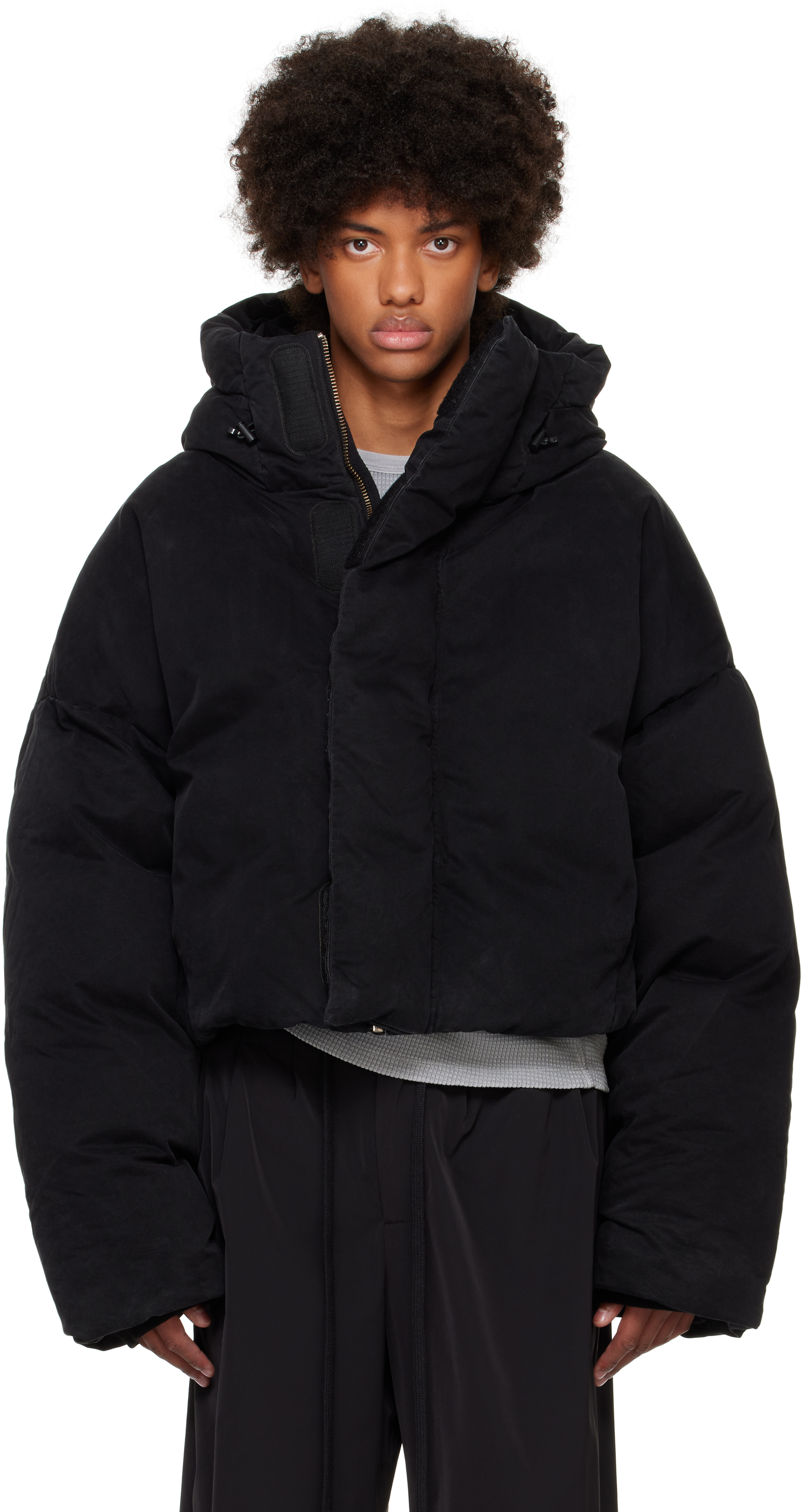 Black MML Hooded Puffer Down Jacket – On Sale Now with Up to 21