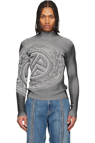 Gray 'The Laurel Stamp' Sweater by Jean Paul Gaultier on Sale