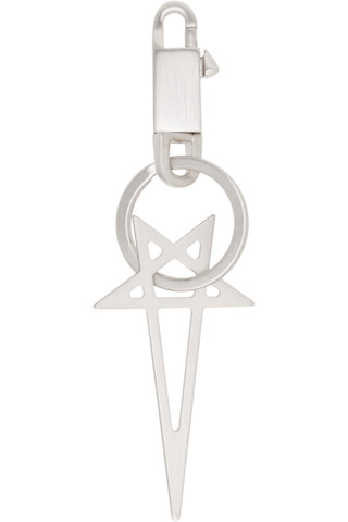 Silver Concordians Pentagram Keychain by Rick Owens on Sale