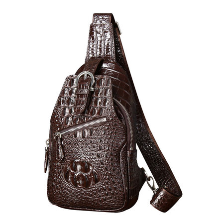 Whatna クロコダイル革 本革 斜めがけ ボディバッグ ワンショルダー