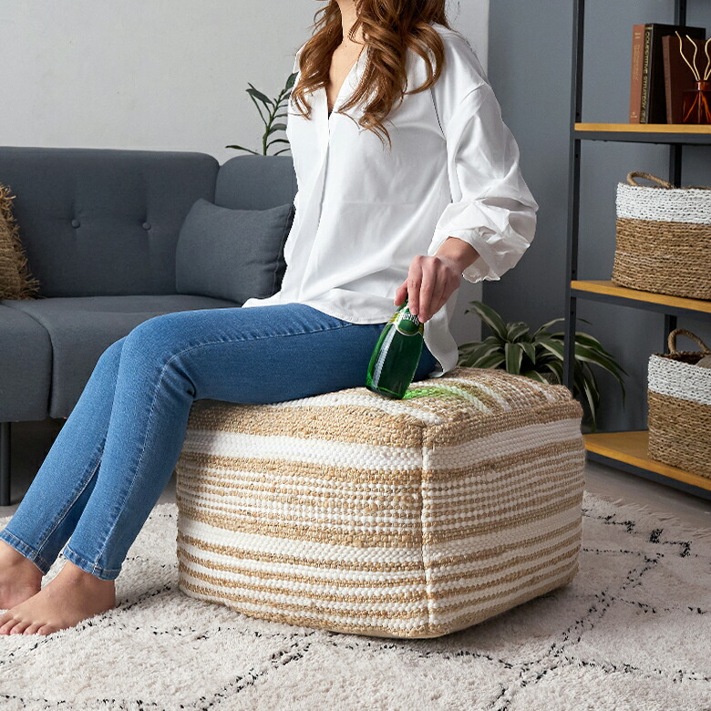 ☆未使用 モロッコ プフ pouf アジラル オットマン クッションラグ