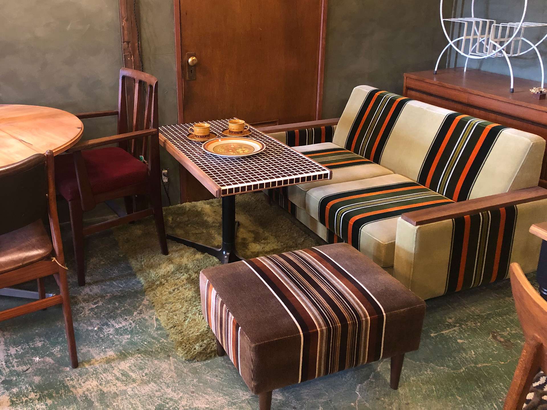 1人掛けチェア モケットソファ モケットストライプソファ レトロ