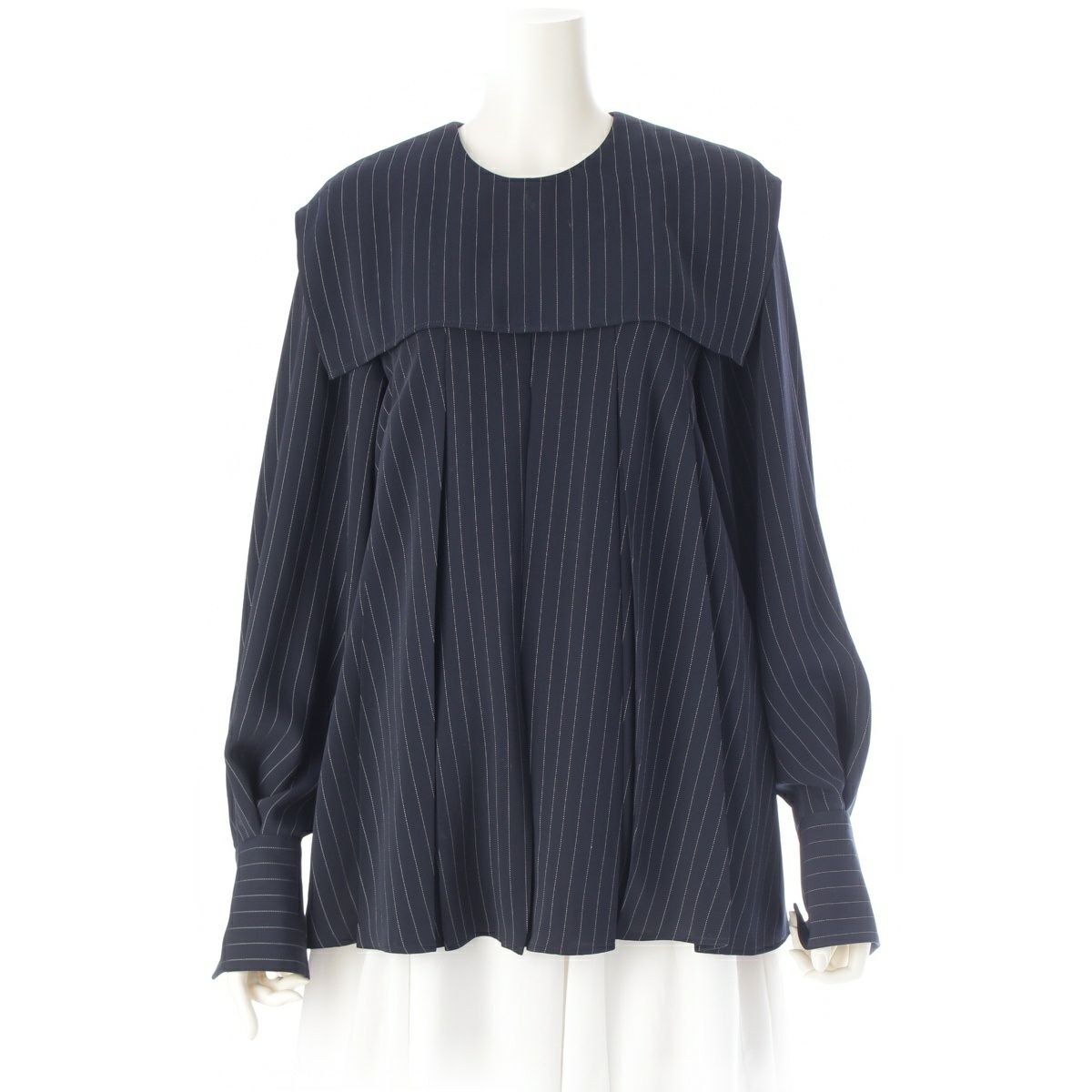 エンフォルド 24年 24SS プリーツプルオーバー シャツ ストライプ