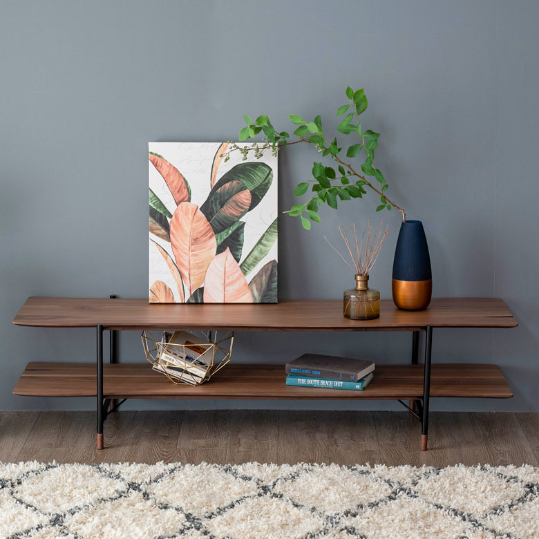 TVボード ローボード 木製 スチール ナチュラル ブラウン W 150 × D