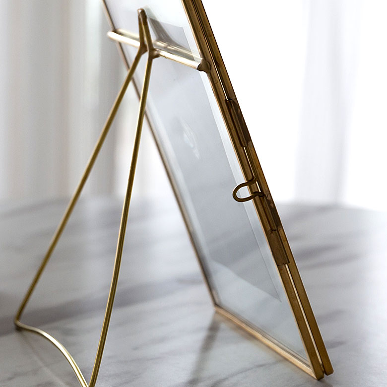 ガラスと真鍮でできたフォトフレーム(63270)【写真立て おしゃれ