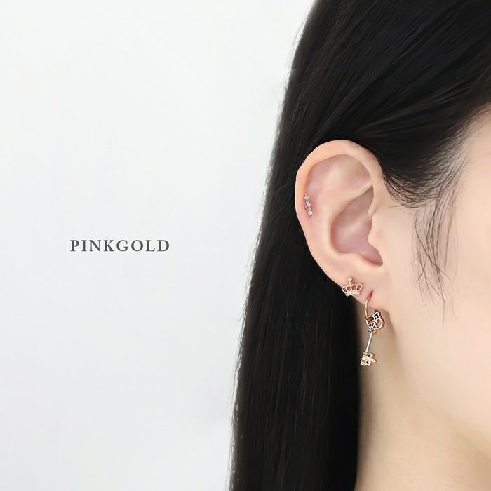 キャッチ 16G 18G クラウン 王冠 ジュエル ジルコニア かわいい