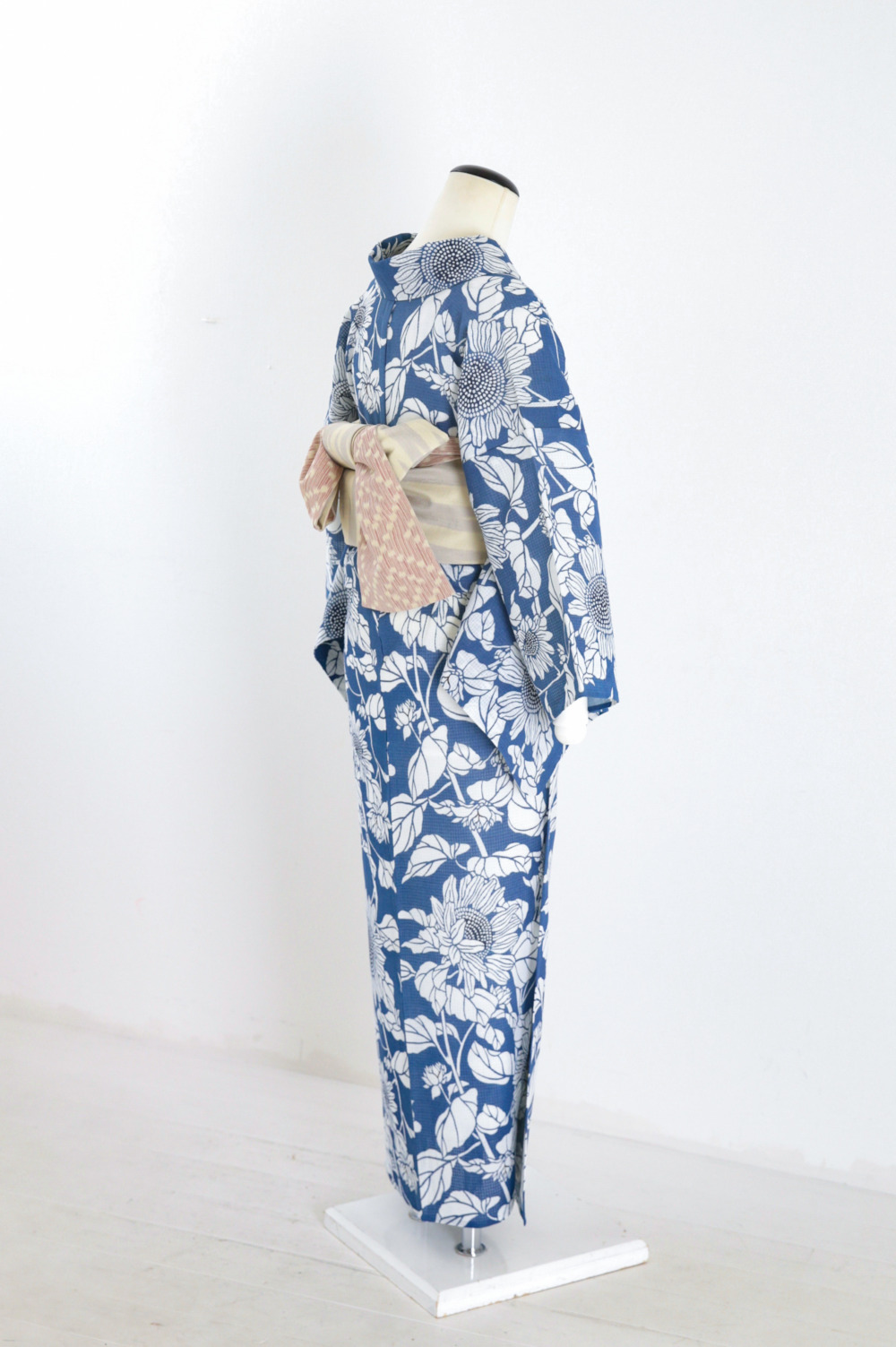 竺仙 浴衣 木綿 注染浴衣 ひまわり 竺仙綿紅梅向日葵 - きもの六花