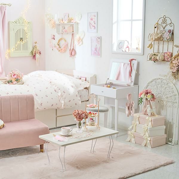 直送】コンパクトドレッサーテーブル｜かわいいお姫様インテリア家具