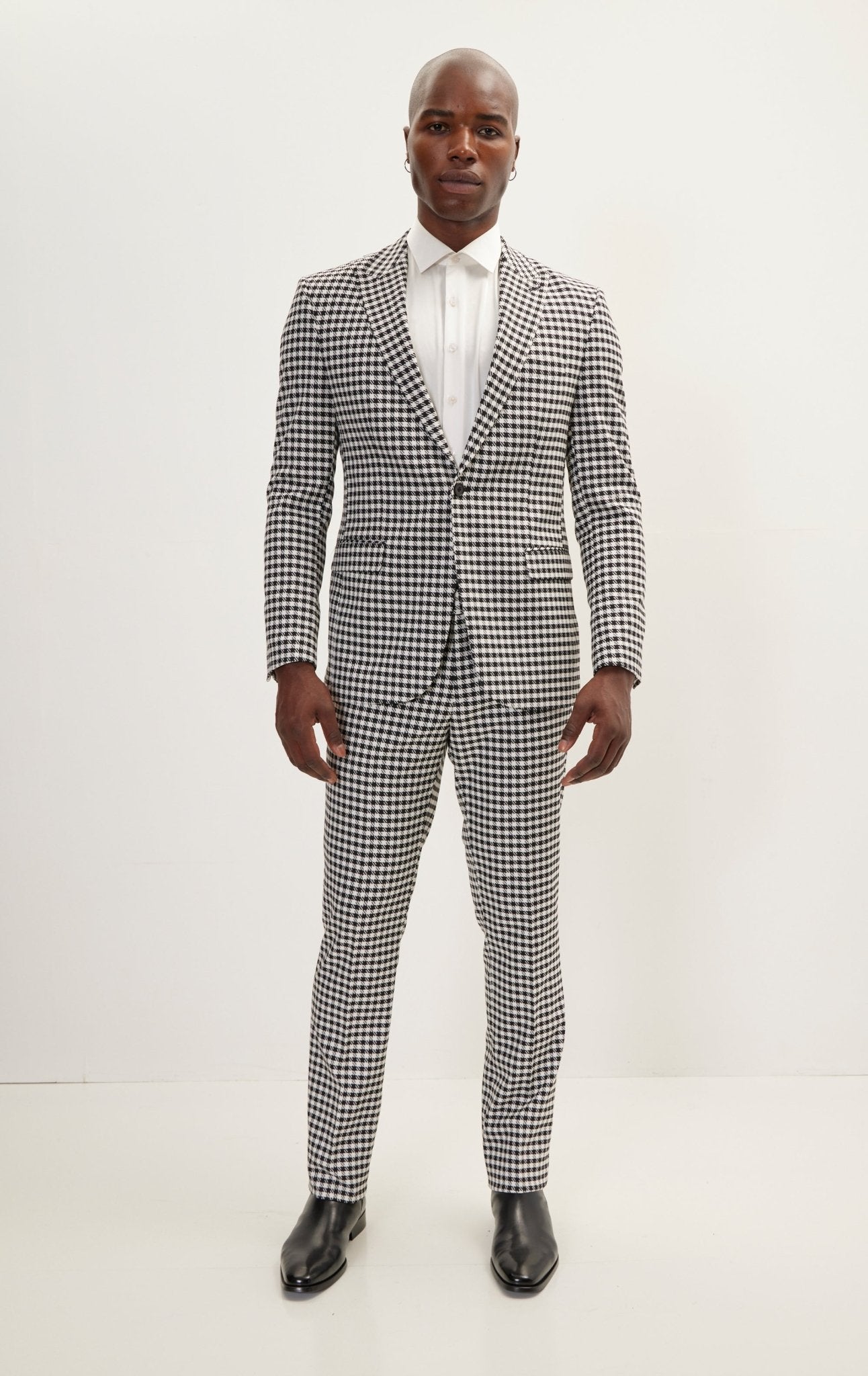 Houndstooth Weaving Peak Lapek Suit With Matching Pants - Ron Tomson