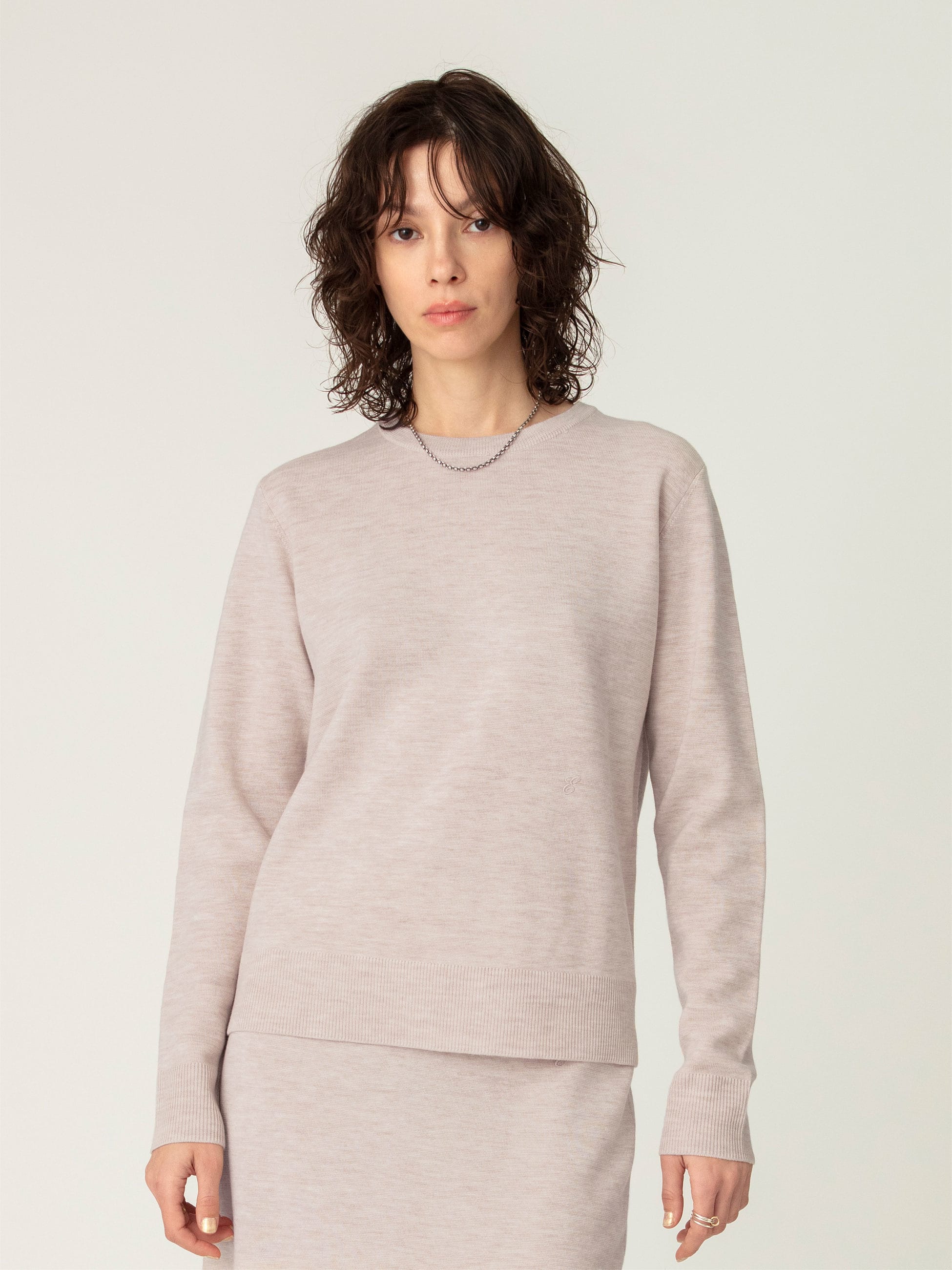 ハイゲージ ミラノリブ クルーネック ニット プルオーバー｜ebure