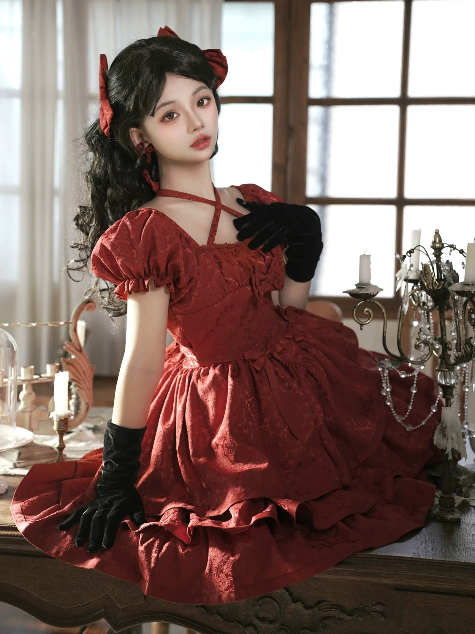 Rose of Thorns クロスネックリボンワンピース – ロリータファッション