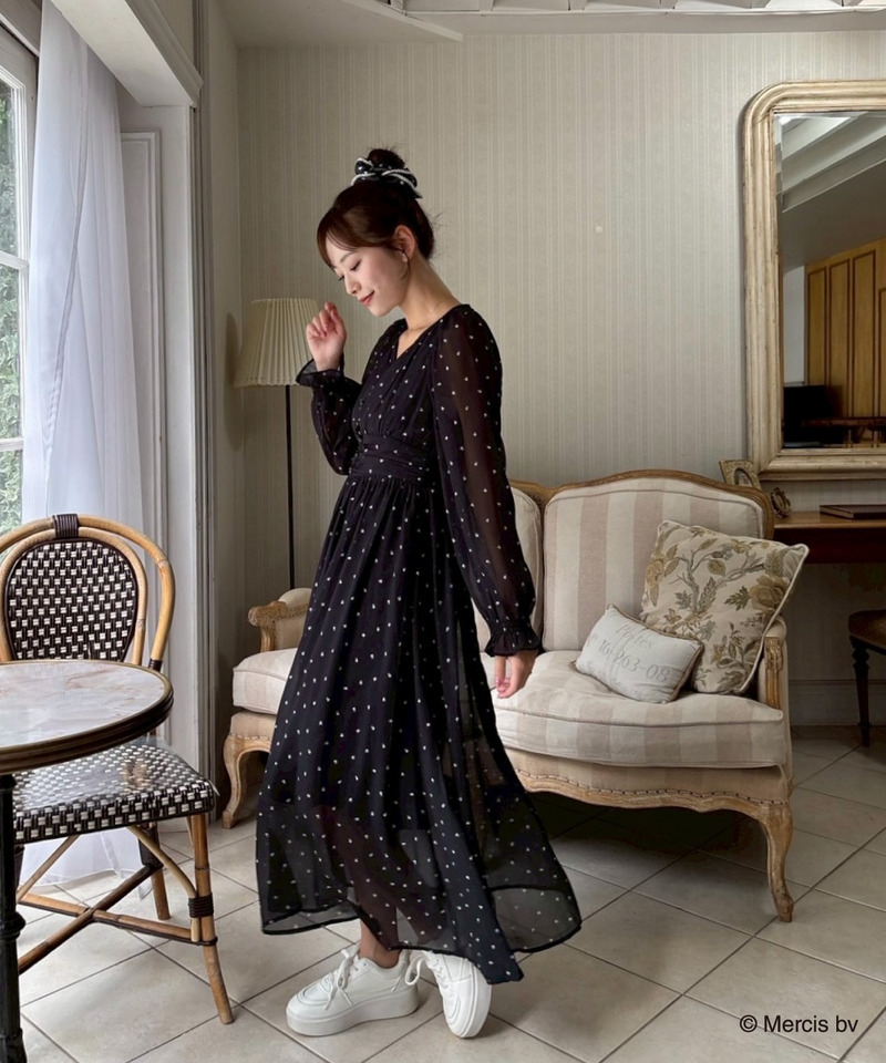 miffy 総柄長袖シフォンフレアワンピース｜MIIA ミーア 商品詳細