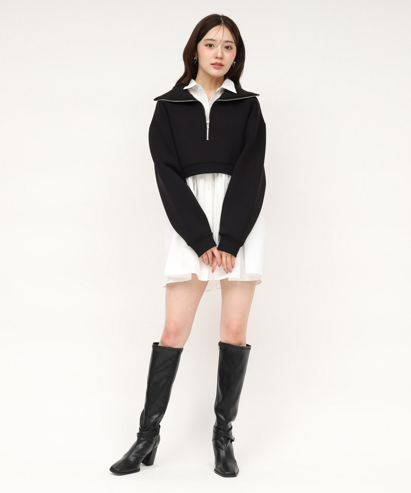 ハーフZIPレイヤードシャツミニワンピース｜ROYAL PARTY ロイヤル
