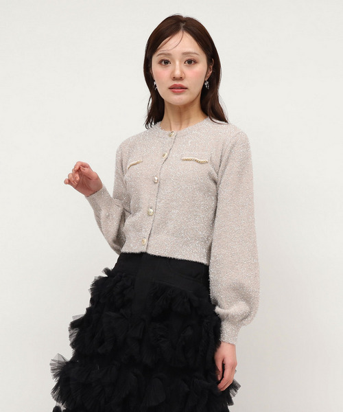 チェーントリミングマルチ釦ラメシャギーカーディガン｜ROYAL PARTY